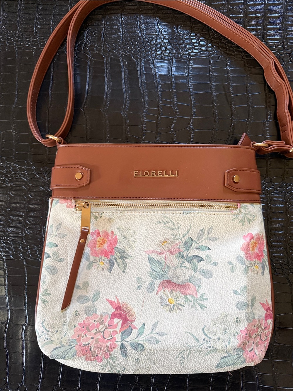 Fiorelli Floral Crossbody Bag in Brown and Pink